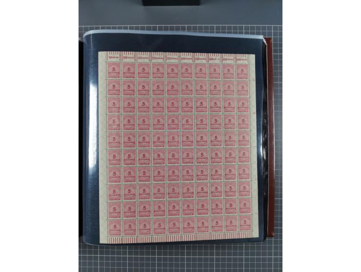 1923, meist postfrische Sammlung mit ca. 200 Bogen ex Mi.-Nr. 313-30, dabei u.a. Mi.-Nr. 330A (4) und 330B (3), gute Erhaltun