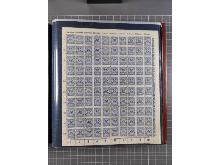 1923, meist postfrische Sammlung mit ca. 200 Bogen ex Mi.-Nr. 313-30, dabei u.a. Mi.-Nr. 330A (4) und 330B (3), gute Erhaltun