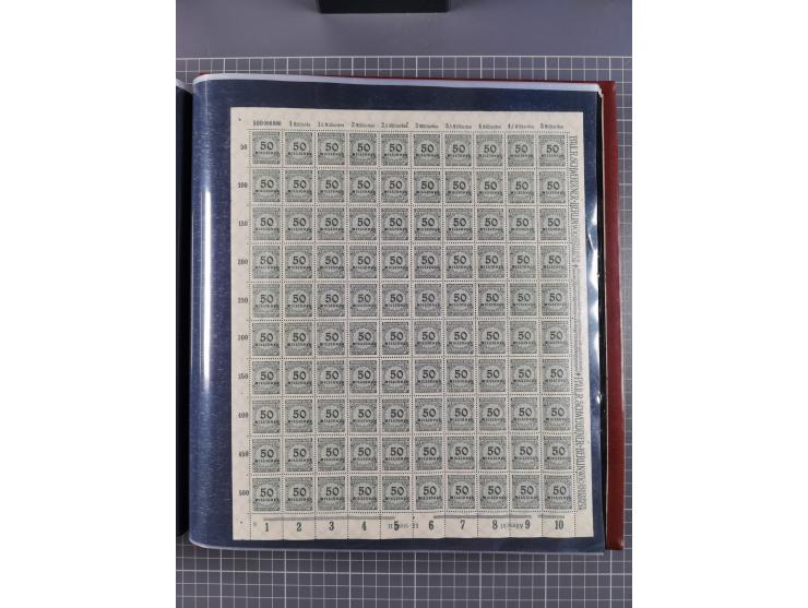 1923, meist postfrische Sammlung mit ca. 200 Bogen ex Mi.-Nr. 313-30, dabei u.a. Mi.-Nr. 330A (4) und 330B (3), gute Erhaltun