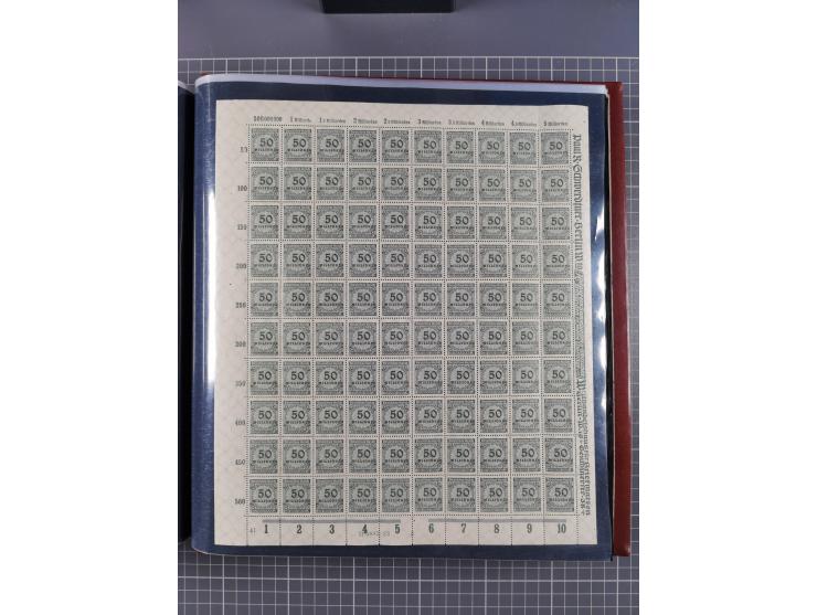 1923, meist postfrische Sammlung mit ca. 200 Bogen ex Mi.-Nr. 313-30, dabei u.a. Mi.-Nr. 330A (4) und 330B (3), gute Erhaltun