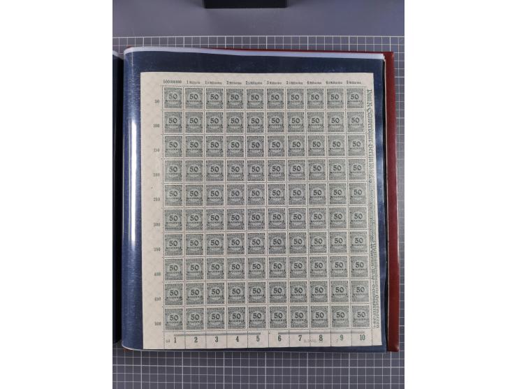 1923, meist postfrische Sammlung mit ca. 200 Bogen ex Mi.-Nr. 313-30, dabei u.a. Mi.-Nr. 330A (4) und 330B (3), gute Erhaltun