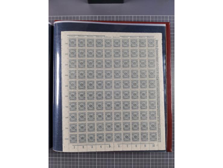 1923, meist postfrische Sammlung mit ca. 200 Bogen ex Mi.-Nr. 313-30, dabei u.a. Mi.-Nr. 330A (4) und 330B (3), gute Erhaltun