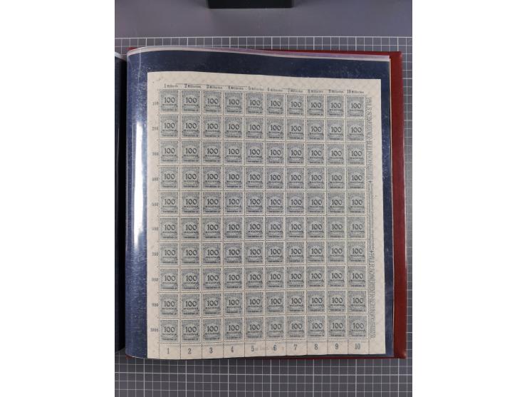 1923, meist postfrische Sammlung mit ca. 200 Bogen ex Mi.-Nr. 313-30, dabei u.a. Mi.-Nr. 330A (4) und 330B (3), gute Erhaltun