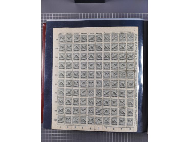 1923, meist postfrische Sammlung mit ca. 200 Bogen ex Mi.-Nr. 313-30, dabei u.a. Mi.-Nr. 330A (4) und 330B (3), gute Erhaltun