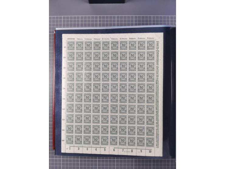 1923, meist postfrische Sammlung mit ca. 200 Bogen ex Mi.-Nr. 313-30, dabei u.a. Mi.-Nr. 330A (4) und 330B (3), gute Erhaltun