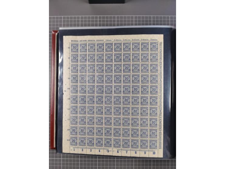 1923, meist postfrische Sammlung mit ca. 200 Bogen ex Mi.-Nr. 313-30, dabei u.a. Mi.-Nr. 330A (4) und 330B (3), gute Erhaltun
