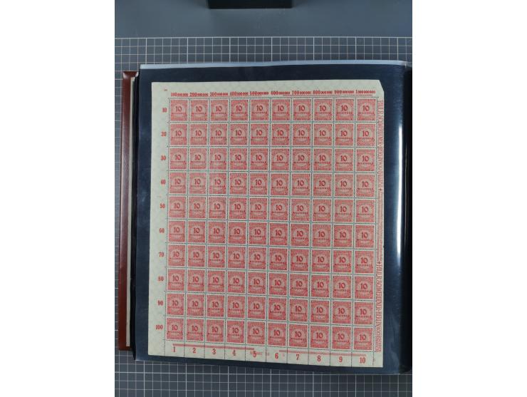 1923, meist postfrische Sammlung mit ca. 200 Bogen ex Mi.-Nr. 313-30, dabei u.a. Mi.-Nr. 330A (4) und 330B (3), gute Erhaltun