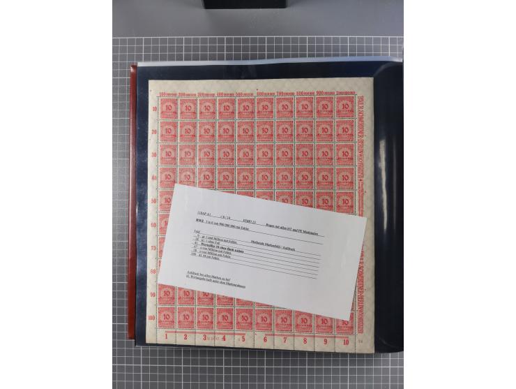 1923, meist postfrische Sammlung mit ca. 200 Bogen ex Mi.-Nr. 313-30, dabei u.a. Mi.-Nr. 330A (4) und 330B (3), gute Erhaltun