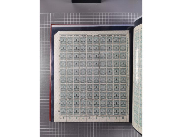 1923, meist postfrische Sammlung mit ca. 200 Bogen ex Mi.-Nr. 313-30, dabei u.a. Mi.-Nr. 330A (4) und 330B (3), gute Erhaltun