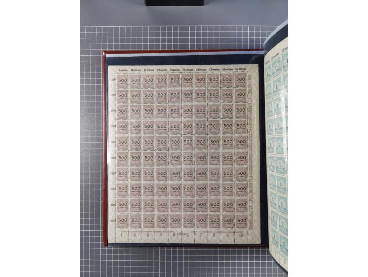 1923, meist postfrische Sammlung mit ca. 200 Bogen ex Mi.-Nr. 313-30, dabei u.a. Mi.-Nr. 330A (4) und 330B (3), gute Erhaltun