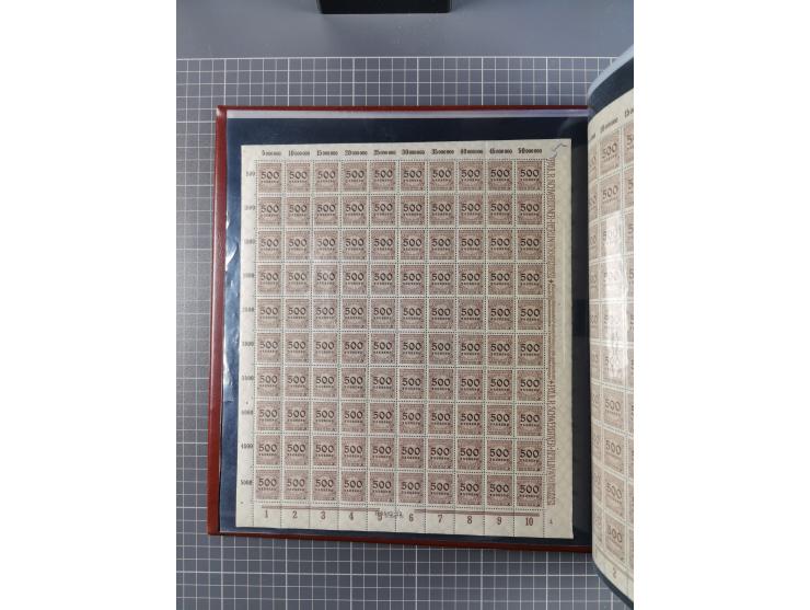 1923, meist postfrische Sammlung mit ca. 200 Bogen ex Mi.-Nr. 313-30, dabei u.a. Mi.-Nr. 330A (4) und 330B (3), gute Erhaltun