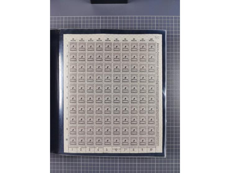 1923, meist postfrische Sammlung mit ca. 200 Bogen ex Mi.-Nr. 313-30, dabei u.a. Mi.-Nr. 330A (4) und 330B (3), gute Erhaltun