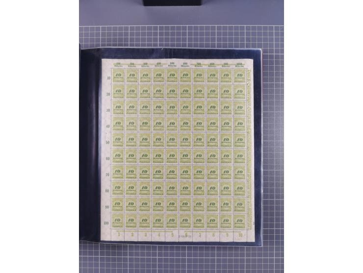 1923, meist postfrische Sammlung mit ca. 200 Bogen ex Mi.-Nr. 313-30, dabei u.a. Mi.-Nr. 330A (4) und 330B (3), gute Erhaltun