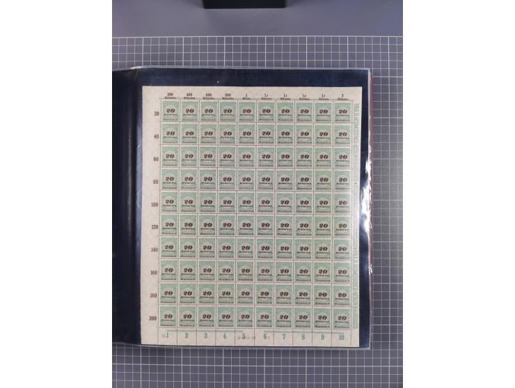 1923, meist postfrische Sammlung mit ca. 200 Bogen ex Mi.-Nr. 313-30, dabei u.a. Mi.-Nr. 330A (4) und 330B (3), gute Erhaltun