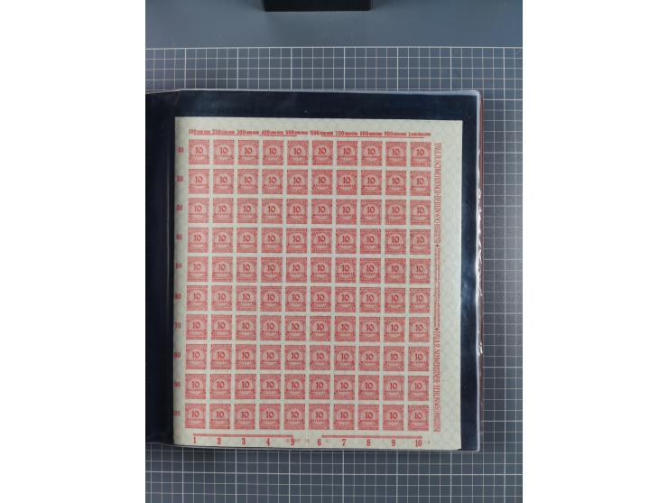 1923, meist postfrische Sammlung mit ca. 200 Bogen ex Mi.-Nr. 313-30, dabei u.a. Mi.-Nr. 330A (4) und 330B (3), gute Erhaltun