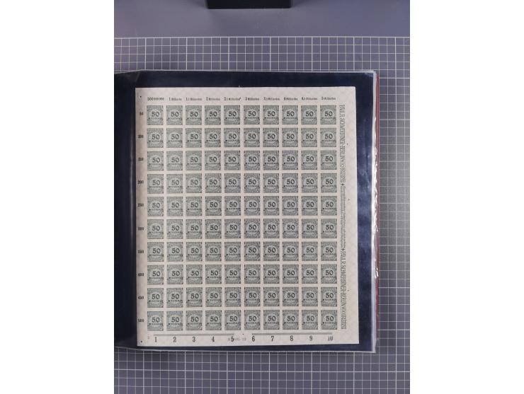 1923, meist postfrische Sammlung mit ca. 200 Bogen ex Mi.-Nr. 313-30, dabei u.a. Mi.-Nr. 330A (4) und 330B (3), gute Erhaltun