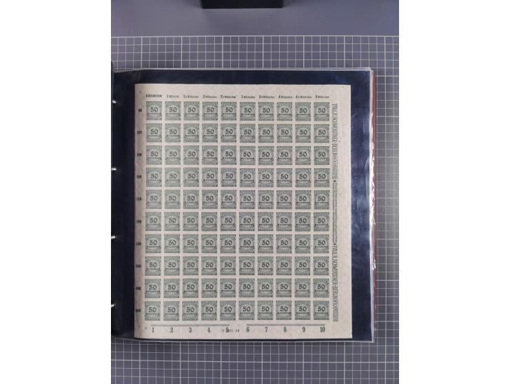 1923, meist postfrische Sammlung mit ca. 200 Bogen ex Mi.-Nr. 313-30, dabei u.a. Mi.-Nr. 330A (4) und 330B (3), gute Erhaltun