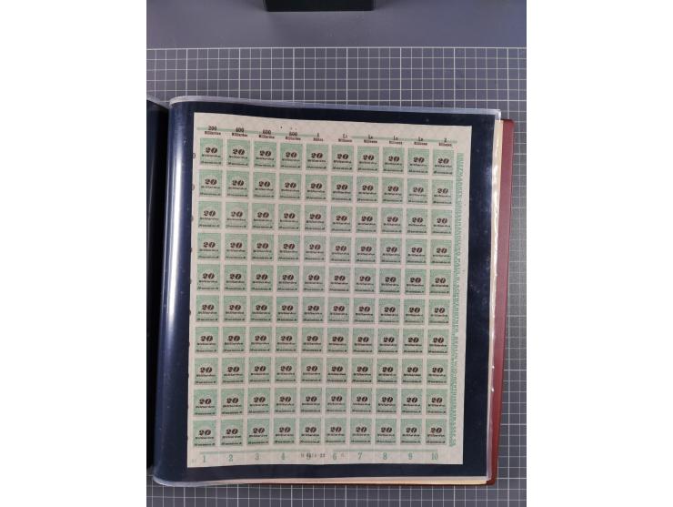 1923, meist postfrische Sammlung mit ca. 200 Bogen ex Mi.-Nr. 313-30, dabei u.a. Mi.-Nr. 330A (4) und 330B (3), gute Erhaltun
