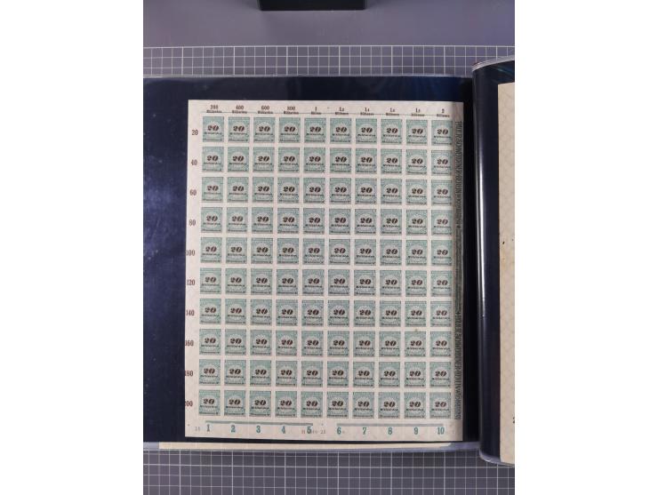1923, meist postfrische Sammlung mit ca. 200 Bogen ex Mi.-Nr. 313-30, dabei u.a. Mi.-Nr. 330A (4) und 330B (3), gute Erhaltun
