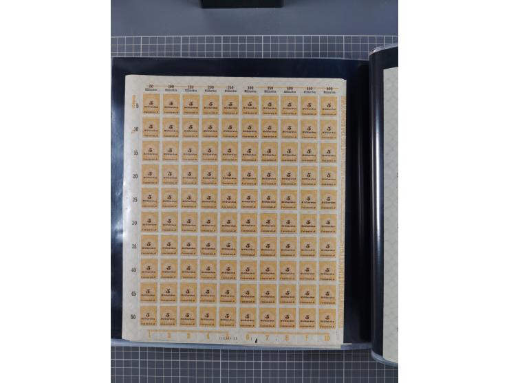 1923, meist postfrische Sammlung mit ca. 200 Bogen ex Mi.-Nr. 313-30, dabei u.a. Mi.-Nr. 330A (4) und 330B (3), gute Erhaltun