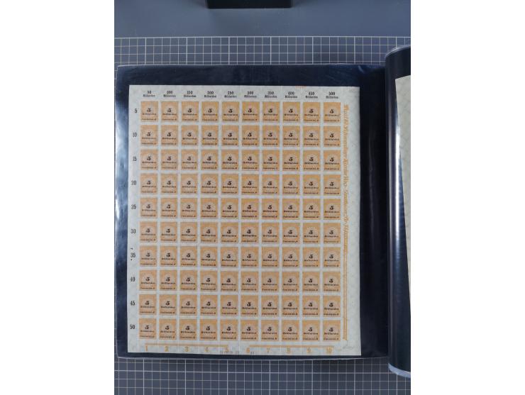 1923, meist postfrische Sammlung mit ca. 200 Bogen ex Mi.-Nr. 313-30, dabei u.a. Mi.-Nr. 330A (4) und 330B (3), gute Erhaltun