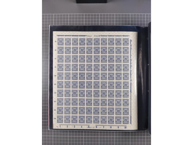 1923, meist postfrische Sammlung mit ca. 200 Bogen ex Mi.-Nr. 313-30, dabei u.a. Mi.-Nr. 330A (4) und 330B (3), gute Erhaltun