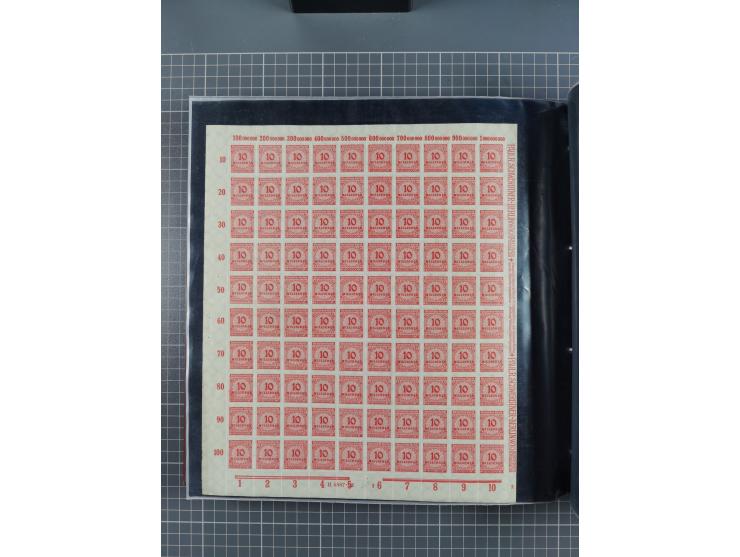 1923, meist postfrische Sammlung mit ca. 200 Bogen ex Mi.-Nr. 313-30, dabei u.a. Mi.-Nr. 330A (4) und 330B (3), gute Erhaltun