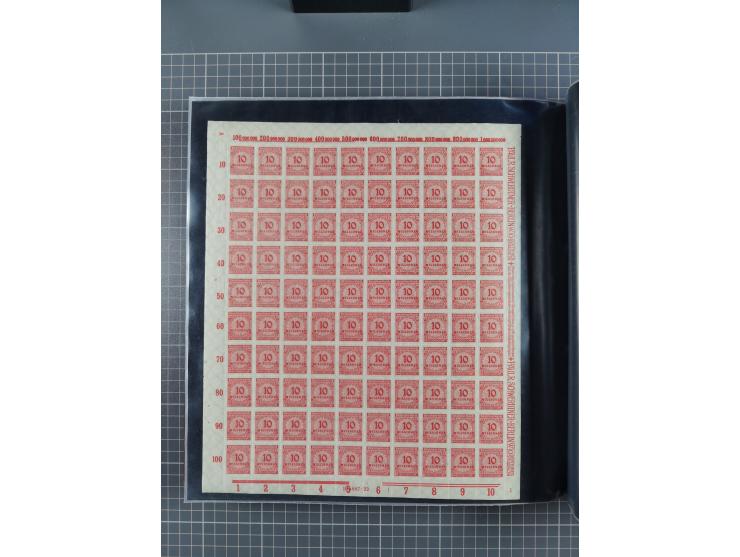 1923, meist postfrische Sammlung mit ca. 200 Bogen ex Mi.-Nr. 313-30, dabei u.a. Mi.-Nr. 330A (4) und 330B (3), gute Erhaltun