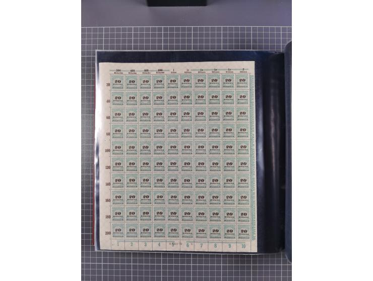 1923, meist postfrische Sammlung mit ca. 200 Bogen ex Mi.-Nr. 313-30, dabei u.a. Mi.-Nr. 330A (4) und 330B (3), gute Erhaltun