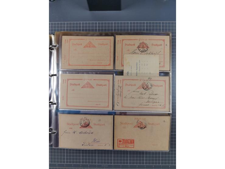 Stuttgart-Privat-Stadtpost: 1886-1900, über 140 Briefe, Karten und ungebrauchte und gebrauchte Ganzsachenkarten mit besseren.