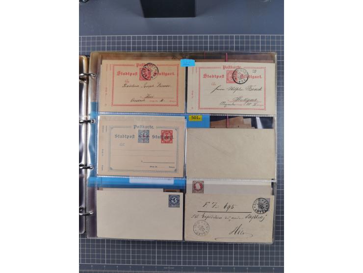 Stuttgart-Privat-Stadtpost: 1886-1900, über 140 Briefe, Karten und ungebrauchte und gebrauchte Ganzsachenkarten mit besseren.