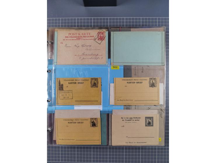 Straßburg-Privat-Brief-Verkehr: 1886/1900, kleine Sammlung mit 35 Briefen, Karten und Ganzsachen inkl. Postkarte mit Hansa Mi
