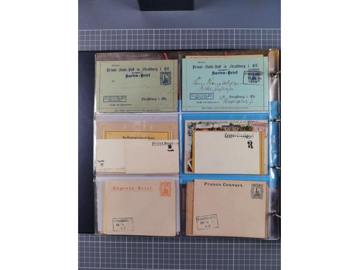 Straßburg-Privat-Brief-Verkehr: 1886/1900, kleine Sammlung mit 35 Briefen, Karten und Ganzsachen inkl. Postkarte mit Hansa Mi