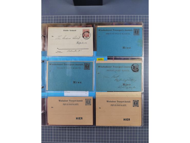 Wiesbaden - Transport-Anstalt und Privat-Post: 1886/1900, ca. 40 Briefe, Karten und gebrauchte und ungebrauchte Ganzsachen. D