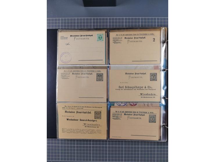 Wiesbaden - Transport-Anstalt und Privat-Post: 1886/1900, ca. 40 Briefe, Karten und gebrauchte und ungebrauchte Ganzsachen. D