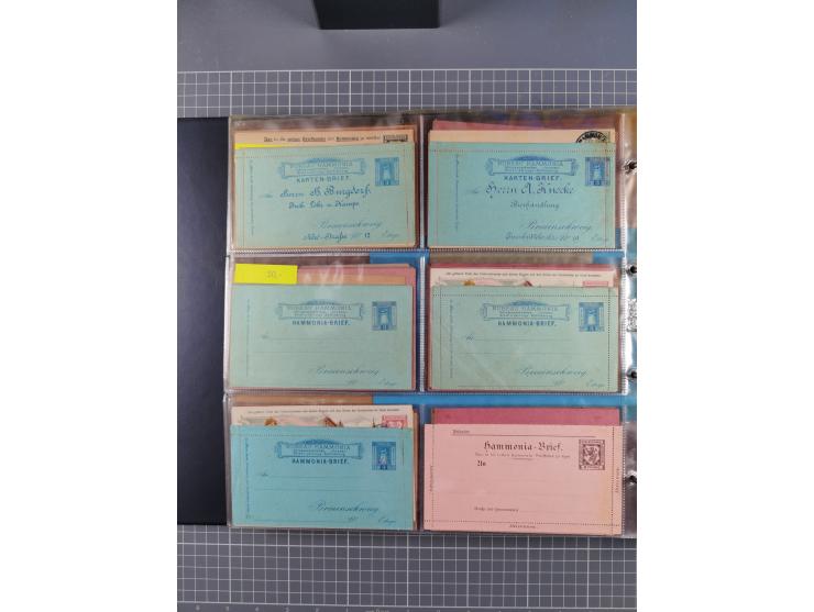 Braunschweig-Brief-Beförderung Hammonia, 1886/1900, über 100 Briefe, Karten, ungebrauchte und gebrauchte Ganzsachen sowie For