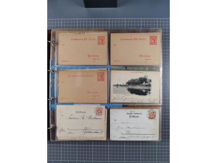 Breslau-HANSA: 1893/1900, fast 50 Briefe, Karten, ungebrauchte und gebraucht Ganzsachen und Formulare. Dabei u.a. zwei Briefe