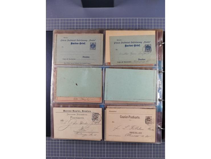 Breslau-HANSA: 1893/1900, fast 50 Briefe, Karten, ungebrauchte und gebraucht Ganzsachen und Formulare. Dabei u.a. zwei Briefe