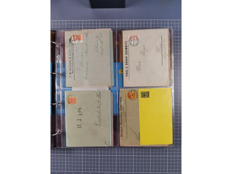 Chemnitz-HAMMONIA: 1897/1900, fast 60 Briefe, Karten und ungebrauchte/gestempelte Ganzsachen. Dabei u.a. Mi.-Nr. 28 auf Brief