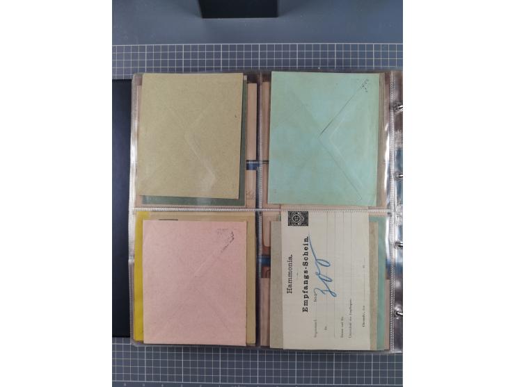 Chemnitz-HAMMONIA: 1897/1900, fast 60 Briefe, Karten und ungebrauchte/gestempelte Ganzsachen. Dabei u.a. Mi.-Nr. 28 auf Brief