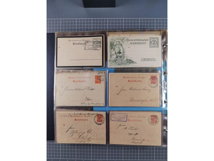 Chemnitz-HAMMONIA: 1897/1900, fast 60 Briefe, Karten und ungebrauchte/gestempelte Ganzsachen. Dabei u.a. Mi.-Nr. 28 auf Brief