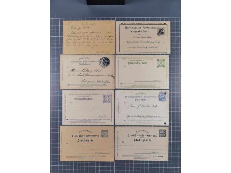Darmstadt-Privat-Befördung: 1895/1900, Partie mit 11 ungebrauchten und gebrauchten Ganzsachen inkl. zwei ungebrauchten GSK de