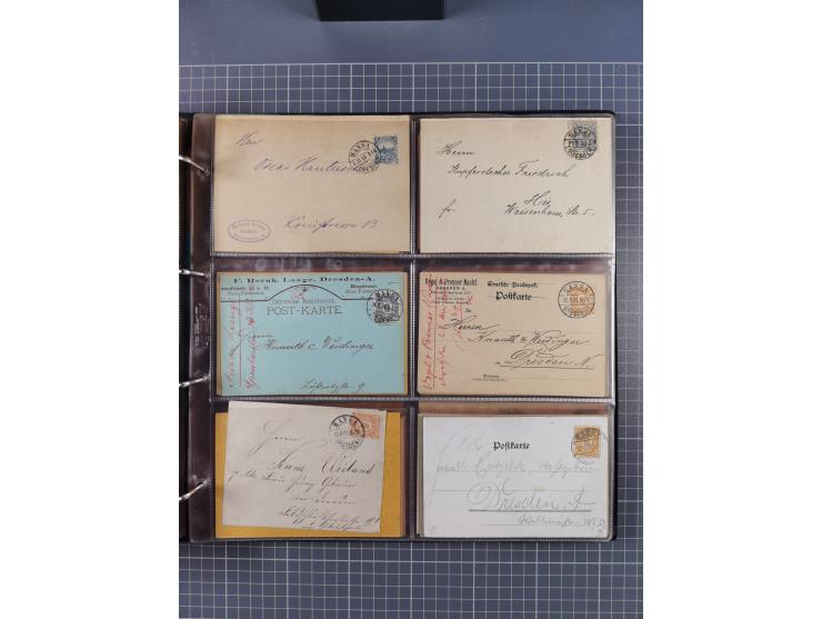 Dresden-Hansa: 1886/1900, Sammlung mit fast 160 Briefen, Karten und vielen ungebrauchten und gebrauchten Ganzsachen inkl. etw