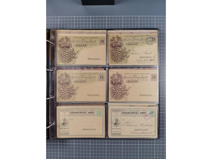 Dresden-Hansa: 1886/1900, Sammlung mit fast 160 Briefen, Karten und vielen ungebrauchten und gebrauchten Ganzsachen inkl. etw