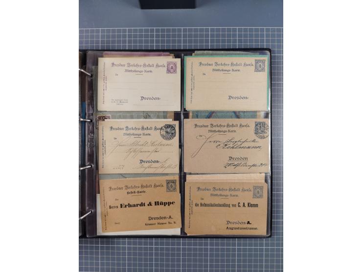 Dresden-Hansa: 1886/1900, Sammlung mit fast 160 Briefen, Karten und vielen ungebrauchten und gebrauchten Ganzsachen inkl. etw