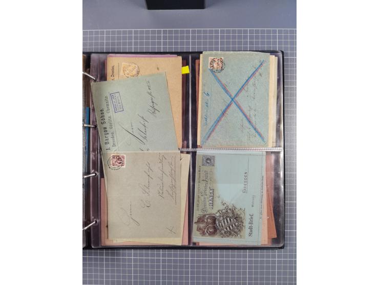 Dresden-Hansa: 1886/1900, Sammlung mit fast 160 Briefen, Karten und vielen ungebrauchten und gebrauchten Ganzsachen inkl. etw