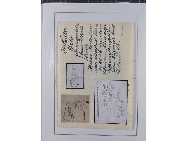 BAR- UND VORAUSFRANKIERUNGEN: spezialisierte Sammlung von 22 Belegen und einige Ausschnitten; verschiedene Typen und Besonder