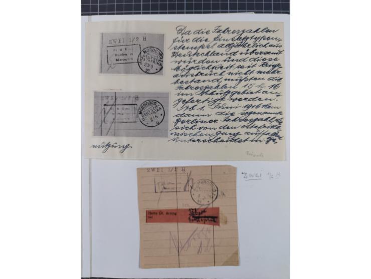 BAR- UND VORAUSFRANKIERUNGEN: spezialisierte Sammlung von 22 Belegen und einige Ausschnitten; verschiedene Typen und Besonder