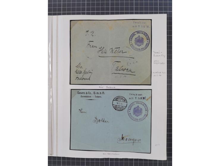 BAR- UND VORAUSFRANKIERUNGEN: spezialisierte Sammlung von 22 Belegen und einige Ausschnitten; verschiedene Typen und Besonder