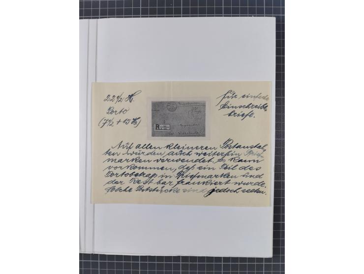 BAR- UND VORAUSFRANKIERUNGEN: spezialisierte Sammlung von 22 Belegen und einige Ausschnitten; verschiedene Typen und Besonder